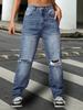Site Independente Transfronteiriço Europeu e Americano Amazon Calças Modeladoras Estilosas Jeans Rasgado Calças de Pernas Largas Calças Longas para Mulheres Tendência Cintura Alta Modeladoras