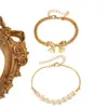 Amazon Conjunto de Pulseras de Perlas Cosidas con Colgante de Lazo Grande Joyería Dulce y Linda Venta al por Mayor