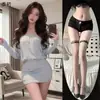 Lingerie sexy, sedutora e pura, sem costas, um ombro só, vestido de manga longa, justo ao corpo, pijamas provocantes e sedutores, estilo desejo puro