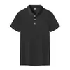 Verão Seda de Gelo Sem Costura Urbana Business Gola Polo Masculina Cor Sólida Simples Camiseta Roupa de Pai Camisa para Ar Condicionado Camisa de Funcionário
