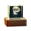 Cubo Luminoso de Cristal Luz de Noche Regalo de Cumpleaños Serie Astronauta Grabado 3D Adorno Creativo de Escritorio Regalo
