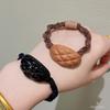 Corea del Sur Dongdaemun Nuevo Curry Marrón Diamante Guisante Aleación Anillo para el Cabello Elegante Simple Sentido de Alta Gama Cuerda para el Cabello Accesorios para el Cabello