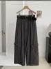 Pantalones de Pierna Ancha Adelgazantes de Cintura Alta KEKEZOON para Mujer, Pantalones Cargo Casuales Sueltos de Otoño con Cinturón, Tendencia 8724
