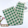 Calça reta xadrez outono e inverno estilo novo calça de perna larga com caimento cintura alta calça de veludo solta casual calça de mopping drapeada para mulheres