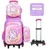 Novo Conjunto de Mochila com Rodinhas 3D Relevo para Escola Primária para Meninos e Meninas, Inclui Lancheira e Estojo, Mochila Infantil de Desenho Animado