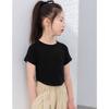 Camiseta Curta de Tricô para Meninas 2025 Verão Novo Estilo Infantil Sexy Slim Manga Curta Gola Redonda Top Interno