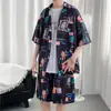 Traje Estampado Estilo Vacaciones de Verano 2026 para Hombre, Conjunto de Dos Piezas de Camisa Floral Holgada Delgada Casual de Moda Estilo Hong Kong y Shorts