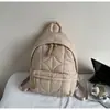 Mochila de Algodón Acolchada de Moda Modelo Nuevo 2025 Mochila de Algodón Relleno Bordada para Mujer con Múltiples Compartimentos para Viajes Diarios y Uso Casual Mochila Pequeña para Mujer