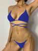 Bikini de Metal con Cadena Estilo Europeo y Americano, con Tirantes Cruzados, Traje de Baño de Dos Piezas para Mujer, en Stock para Exportación