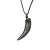 Colgante de Diente de Lobo de Obsidiana Natural al por Mayor para Hombres y Mujeres, Colgante de Collar Popular en Línea Protector del Año de Nacimiento de Parejas