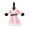 Decoração de Capa para Garrafa de Vinho de Natal Veludo Rosa Dourado Conjunto de Vinho Tinto Saia de Mesa Vestido Decoração de Capa para Garrafa de Champagne