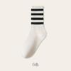 Calcetines Zhuji para Mujer, Calcetines de Algodón Puro de Media Pantorrilla para Otoño e Invierno, Calcetines Deportivos Absorbentes de Sudor a Rayas Blancas y Negras, Calcetines Largos Casuales para Mujer para Invierno