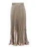 Falda Larga Midi Retro con Pliegues Acordeón de Cintura Alta Color Metálico de Sirena Acampanada para Mujer Otoño/Invierno 2026