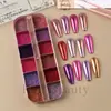 FULL BEAUTY novo glitter para unhas transfronteiriço, disponível em frascos, com um conjunto de pó para unhas efeito espelho de 12 compartimentos