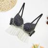 Estilo europeu e americano cross-border palco diamante tassel sexy charmoso dança do ventre tubo top grande sem costas triângulo copo sutiã frisado
