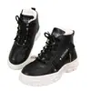 Botas Martin Femininas 2026 Nova Outono Inverno Sapatos de Algodão Botas Curtas Esportivas Casuais Plus Veludo Sapatos Femininos de Cano Alto Outono Preto Branco
