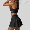 Conjunto de Falda de Tenis de Cintura Alta Juyitang para Mujer, Deportivo Transpirable, Almohadillas de Sujetador Incorporadas, Falda Corta Anti-Exposición, Conjunto de Traje de Yoga