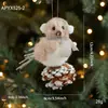 Adorno de Pájaro Pequeño de Felpa Gris Rama Pino Artificial Cono de Pino Tela Árbol de Navidad Adorno de Gorrión Sombrero Exhibición de Ventana