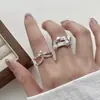 Anillos Apilables Geométricos Minimalistas para Mujer con Líneas Irregulares Envolviendo Anillos Abiertos de Malla Diseño de Nicho Anillos para el Dedo Índice Modernos