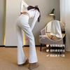 Pantalones microblancos grises para mujer primavera otoño e invierno forrados de polar 2024 nuevos pantalones casuales deportivos de cintura alta acampanados