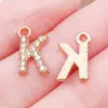 Colgantes de Letra P del Alfabeto Inglés en Oro de 26 Quilates con Diamantes, Dijes Mayúsculos en Inglés, Collares Pendientes DIY, Accesorios de Joyería Transfronterizos