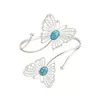 Pulsera de Flor de Metal Estilo Europeo Transfronteriza Abierta Ajustable Hueca Mariposa Turquesa Joyería de Mano para Mujeres Joyería al por Mayor