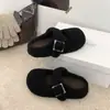 Pantuflas de Felpa Francesas Mary Jane Cerradas Suaves para Mujer, Para Usar al Aire Libre 26 Otoño/Invierno Suela Gruesa que Aumenta la Altura Calientes de Hada de Algodón
