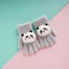 Guantes de invierno para niños con dibujos animados de panda, de lana, tejidos, de cachemira, cálidos, para exteriores, resistentes al frío, de cinco dedos.