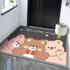 Felpudo de Entrada de Puerta de Barro Diatómico de Dibujos Animados Felpudo Absorbente Simple para Puerta Felpudo de Entrada Resistente a Manchas para el Hogar Gris