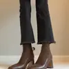 Botines de tacón grueso estilo coreano, ajuste ceñido, para mujer, nueva colección otoño/invierno 2026, botines elásticos, botas de mujer a la moda y retro
