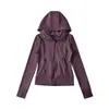Sudadera con capucha ajustada protectora del sol, top de yoga, chaqueta tipo cárdigan + Pantalones rectos de cintura alta con cordón, conjunto deportivo