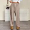 Pantalones Casuales Rectos de Pierna Ancha Cálidos de Cintura Alta con Cordón y Bolsillo, Novedad Verano y Otoño Transfronteriza Europea y Americana