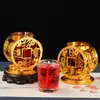 Lâmpada de Vela de Cristal Moeda de Cobre Copo de Vidro Doméstico para Atrair Riqueza Lâmpada de Manteiga Sem Fumaça Festival Casamento Inauguração de Casa Lâmpada Eterna