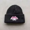 Gorro de Punto Bordado Popular Estilo Coreano Ins, Gorro de Pareja Lindo de Dibujos Animados Estilo Coreano, Gorro Sencillo de Color Sólido Versátil Original