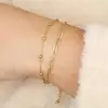 Amazon Europeia e Americana Nova Pulseira de Corrente Moda Duas Camadas Clipe de Papel Pulseira de Contas Joia Exquisita para Mulheres