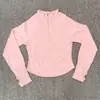 Top de cremallera media Dfyne Transfronterizo Manga Larga Tela de Nailon Súper Suave Ajustado Chaqueta Top de Yoga Ropa de Fitness de Manga Larga