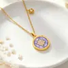 Nuevo collar Meizu de tres secciones con estrella de ocho puntas y goteo de aceite de circón con colgante de calabaza geométrica, joyería de cadena para clavícula de acero de titanio de nicho