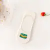 Meias de barco de desenho animado japonês novas de primavera e verão meias invisíveis femininas hambúrguer rasas casuais de algodão baixo atacado