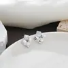 Brincos estilosos e únicos de alta qualidade, moda europeia e americana transfronteiriça, brincos de tarraxa quadrados com pedra olho de gato de alta qualidade para mulheres, nicho