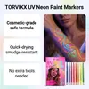 Set de Pintura Facial y Corporal Torvikx Maquillaje Fluorescente Brilla bajo Luz Negra Fácil de Aplicar y Fácil de Limpiar