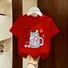 Ropa de Verano para Niñas de Algodón Puro con Cuello Redondo, Ropa de Verano de Manga Corta para Niñas, Nuevas Camisetas para Niños, Camisetas de Verano de Moda