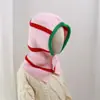 Balaclava Coreana para Bebê Outono e Inverno Chapéu de Lã com Listras Contrastantes para Meninos e Meninas Cobertura de Pescoço Quente Chapéu Baotou Moderno