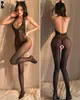 Medias de Malla Sexy Talla Grande para Mujer Body con Cortes Lencería Divertida Nuevo 2023 Popular Estilo Caliente Negro