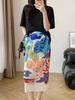 Falda Plisada Estilo Miyake Verano 2024 Nuevo Estampado Falda Plisada Talla Grande Mundo Submarino Estilo Casual Japonés y Coreano
