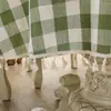 Toalha de Mesa Xadrez Natalina Estilo Americano, Poliéster-Linho, Impermeável, à Prova de Óleo, Resistente ao Calor, Bordada, Espessada, Adequada para Uso em Hotel e Casa, Toalha de Mesa Redonda