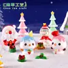 Novo boneco de neve de sorvete de Natal, Papai Noel, vovó, paisagem em miniatura, árvore de Natal, decorações de cena de neve, figuras de resina