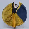 Estilo Antigo Dança Clássica Saia Grande Rodada Meio Comprimento Tencel Chiffon Prática de Performance Gaze Dupla Camada Duas Cores Reversível Estilo Fino