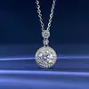 Popular en Xiaohongshu: Nuevo collar ins de plata de ley s925 con colgante completo de diamante moissanita, simple y elegante