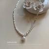 Amantes de la Luna Nuevo Estilo Collar de Plata Rota Nicho Entrada Lujo Perla Degradado Collar de Plata Rota Sentido Avanzado Cadena para Clavícula