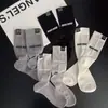 Calcetines decorativos de tela fina de verano para mujer, estilo "old money", calcetines apilados con letras simples, calcetines negros, blancos, grises de seda de hielo hasta la pantorrilla, modernos